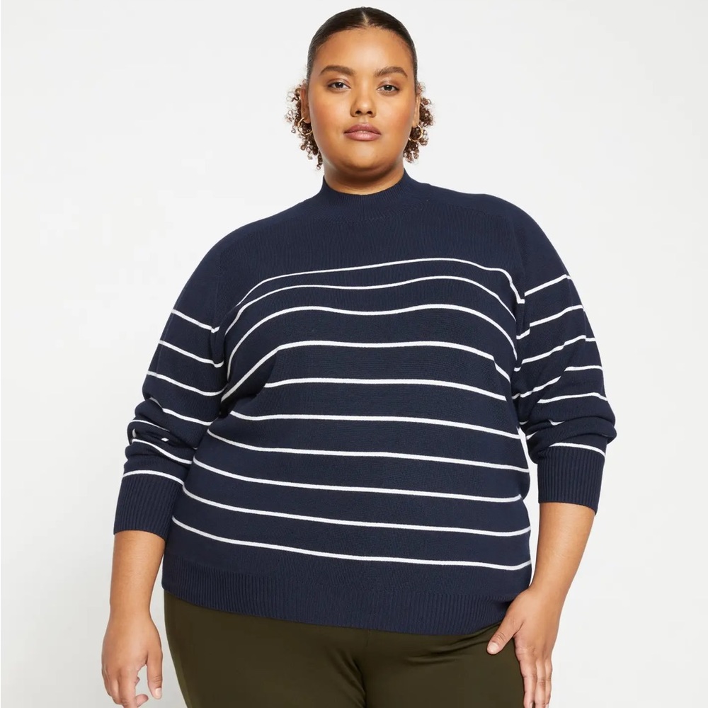 Universal Standard Mariniere Eco Relaxed Core Sweater
Navy/White size M item#41
